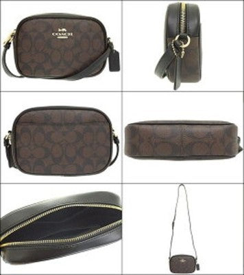 COACH Jamie Camera Bag CA547 Brown Gold Hardware Signature Canvas Leather Women