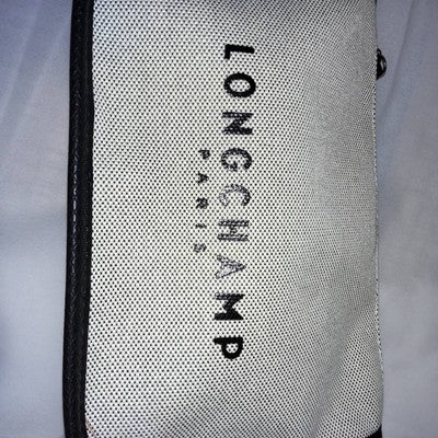 Longchamp M size Canvas Messenger Bag Tote Bag Hand bag Ivory Leather