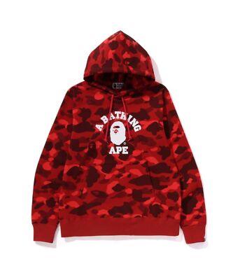 check description a bathing ape bape color camo college pullover hoodie