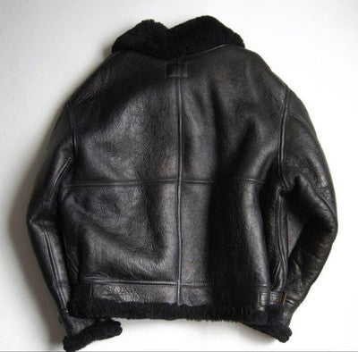 size 42 AVIREX B-3 black Leather Jacket sheepskin flight jacket Rare Model gift