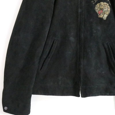Avirex Leather Jacket Aged Suede Leather Jacket Black Men's XL Buckskin