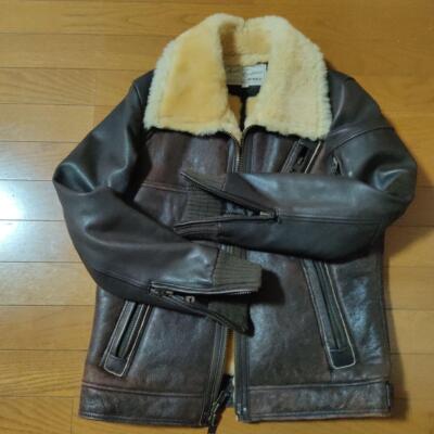 AVIREX Type B-3 Leather Flight Mouton Bomber Jacket Size L Brown Made in USA