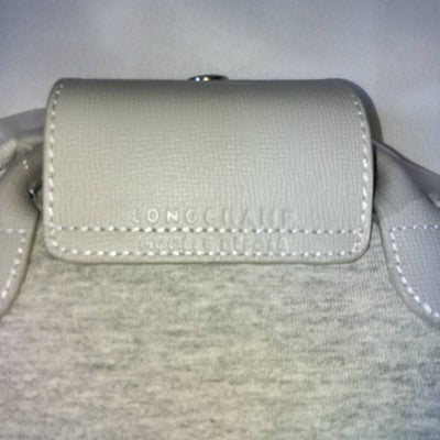 Longchamp S size Tote Bag Hand bag Handle Bag Pouch Gray Cotton Leather