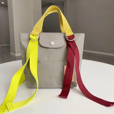 Longchamp Pliage Replay S size Tote Bag Hand bag Nylon bag Gray Leather