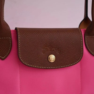 see description 3size Longchamp Le Pliage Tote Bag Handbag Pink Leather