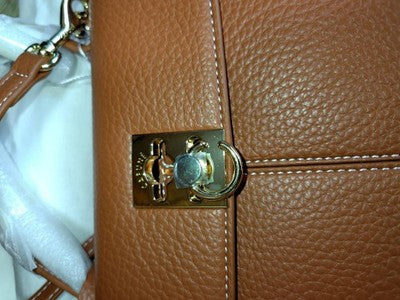 cafune brown leather shoulder bag large, brown, with metal fittings