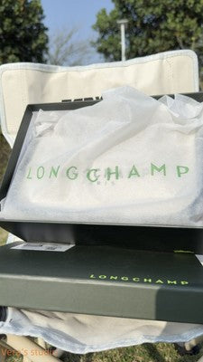 Longchamp M size Canvas Messenger Bag Tote Bag Hand bag Ivory Leather