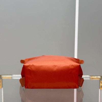 Longchamp Foldable backpack M size Zipper bag Nylon Bag Leather Orange