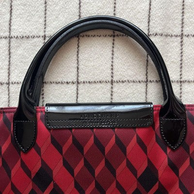 Longchamp Le Pliage M size Tote Bag Enamel hand bag  Sub-bag Red/Black