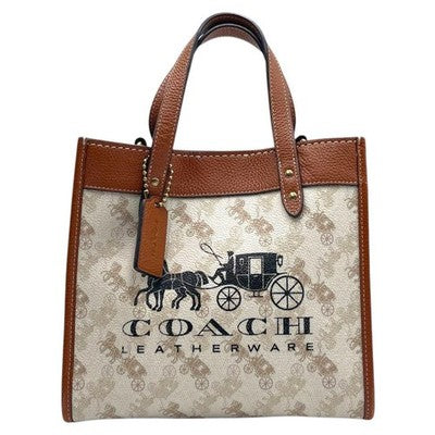 Sale COACH Field Tote 22 2way Shoulder Bag PVC Leather Horse and Carriage C8456
