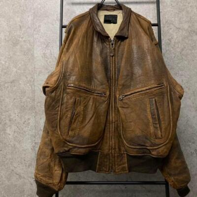 Vintage 80s US NAVY Avirex Type G2 Leather Bomber flight Jacket XL Brown
