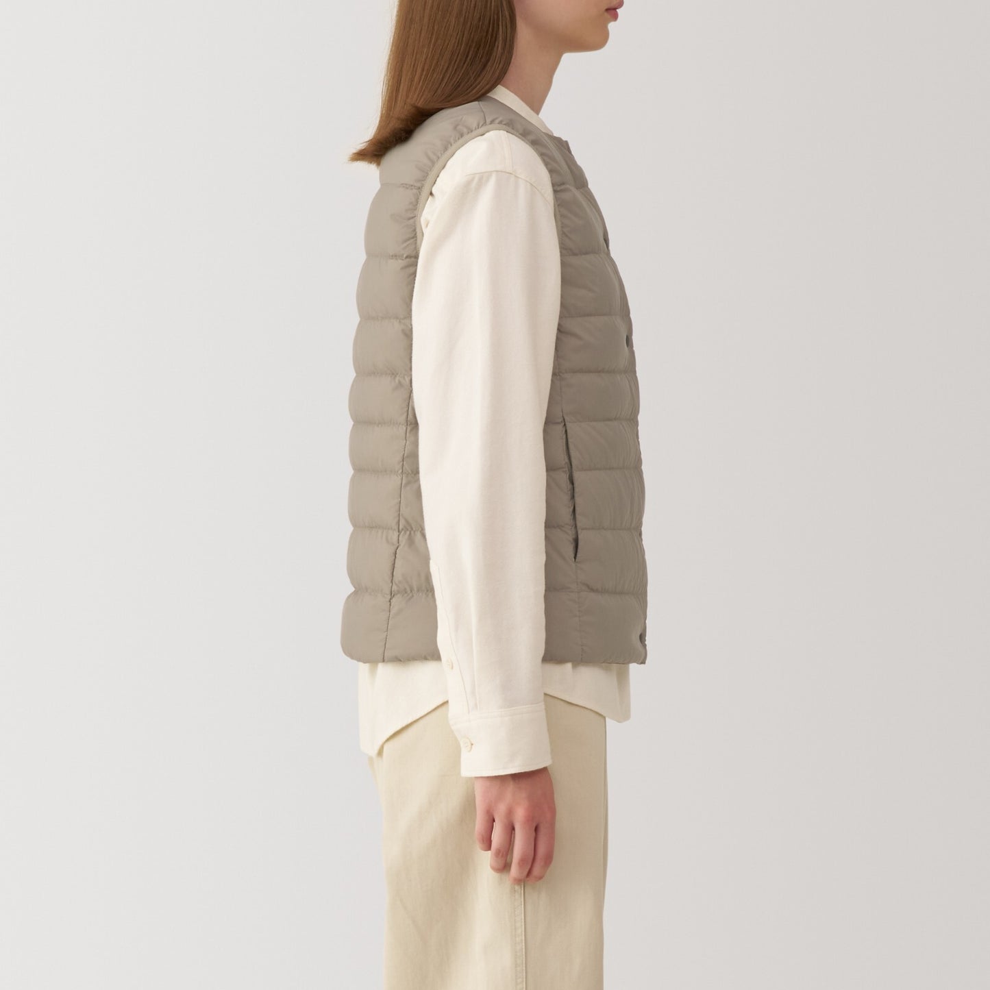 【select XS-XXL】MUJI Collorless Down Vest  Packable Lightweight Anti-Static Women