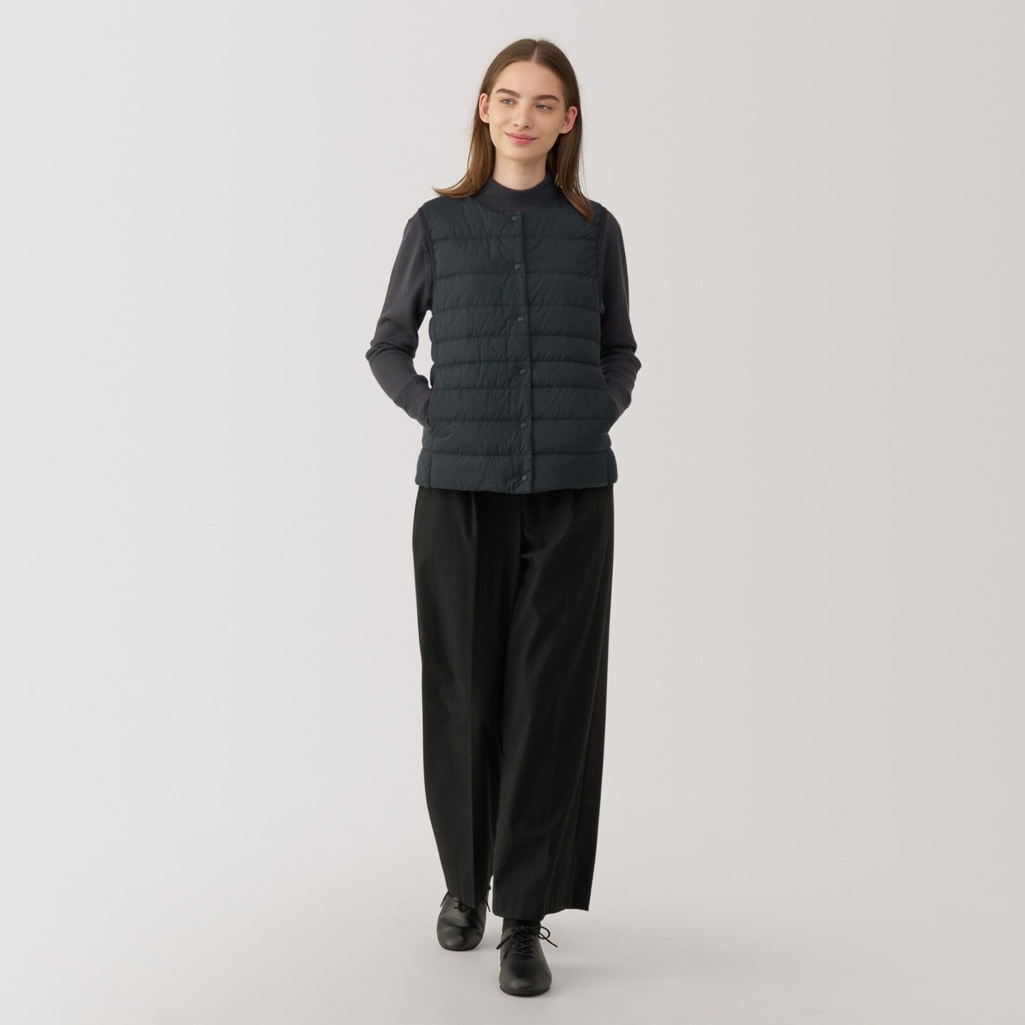 【select XS-XXL】MUJI Collorless Down Vest  Packable Lightweight Anti-Static Women