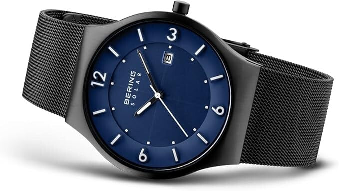 Bering Solar Watch Classic 14440-227 Mens Watch Black Blue 40 mm　japan