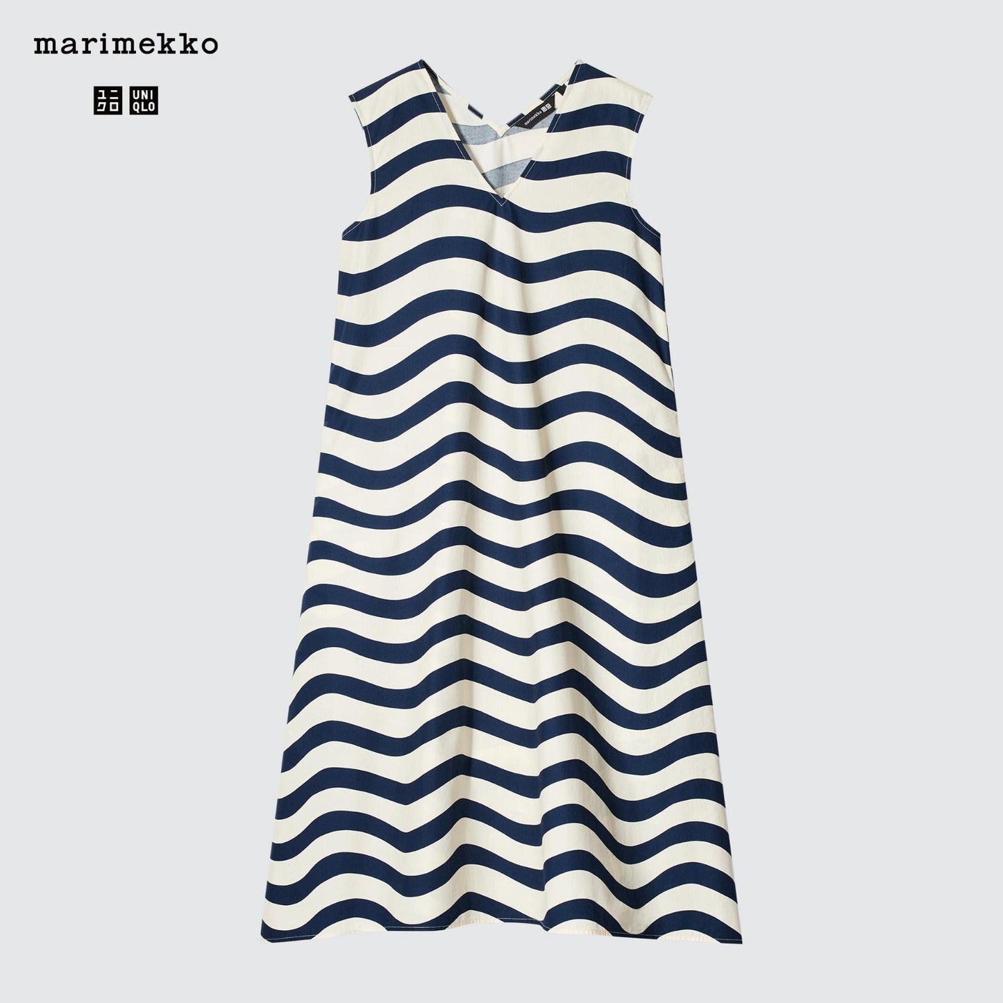 Bargain Price UNIQLO x Marimekko V-Neck Flared Dress cotton pockets  Japan