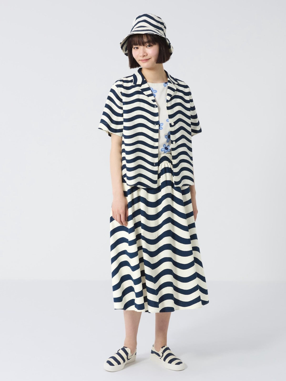 Bargain Price UNIQLO marimekko Linen-Blend Open Collar Shirt JAPAN
