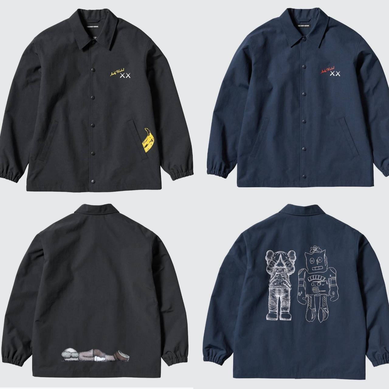 NEW  UNIQLO KAWS & WARHOL COLLECTION Coach Jacket Black Navy XS- XL JAPAN