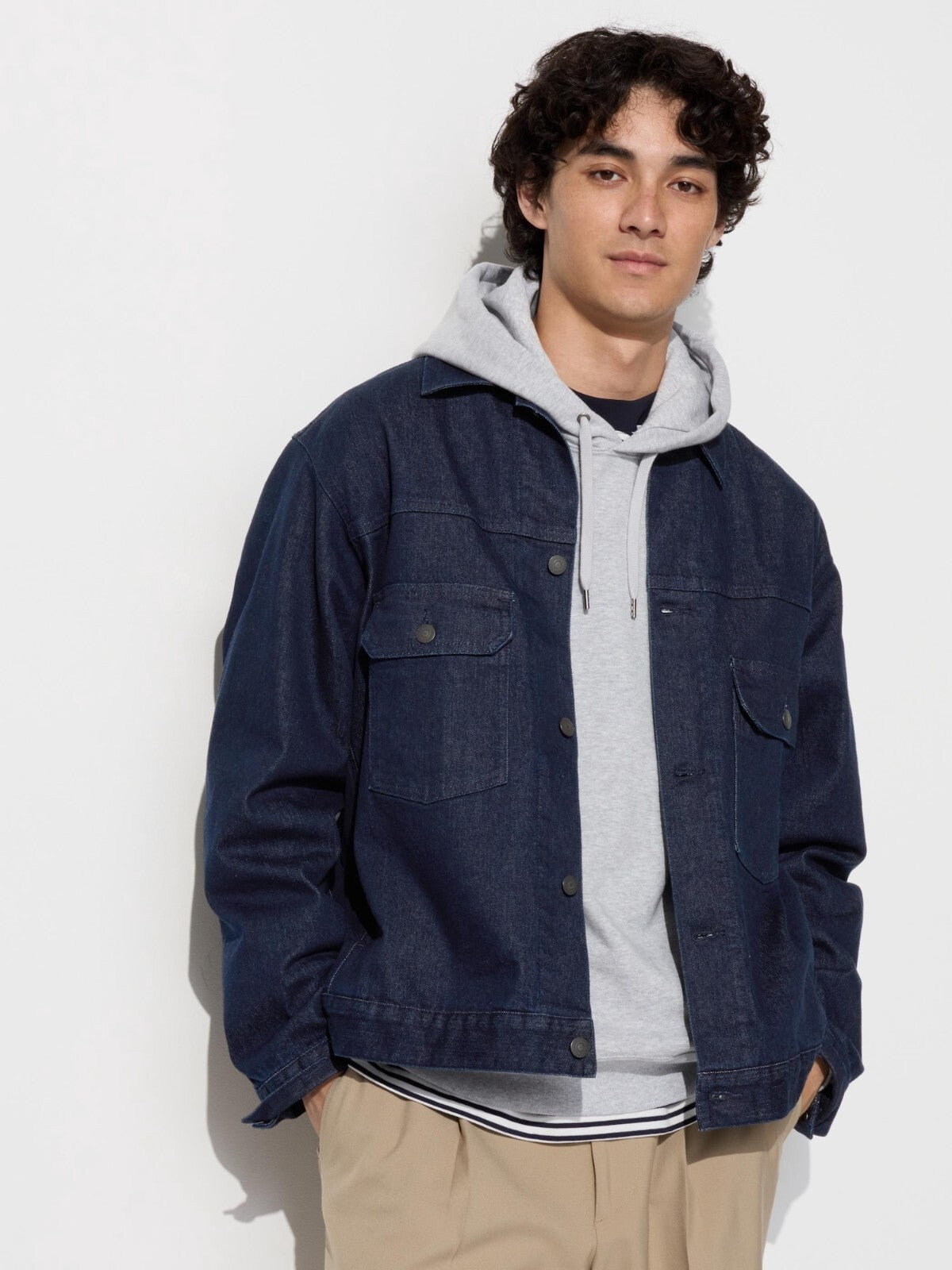 UNIQLO denim jacket 2024 new release stretch Unisex New Japan Large pocket