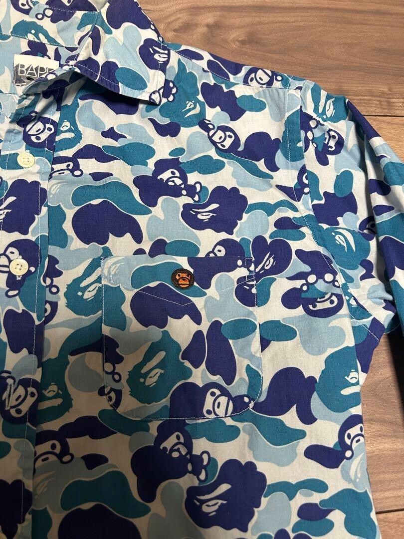S-M Rare A BATHING APE Ape Milo Camouflage Long-Sleeved Shirt　JAPAN