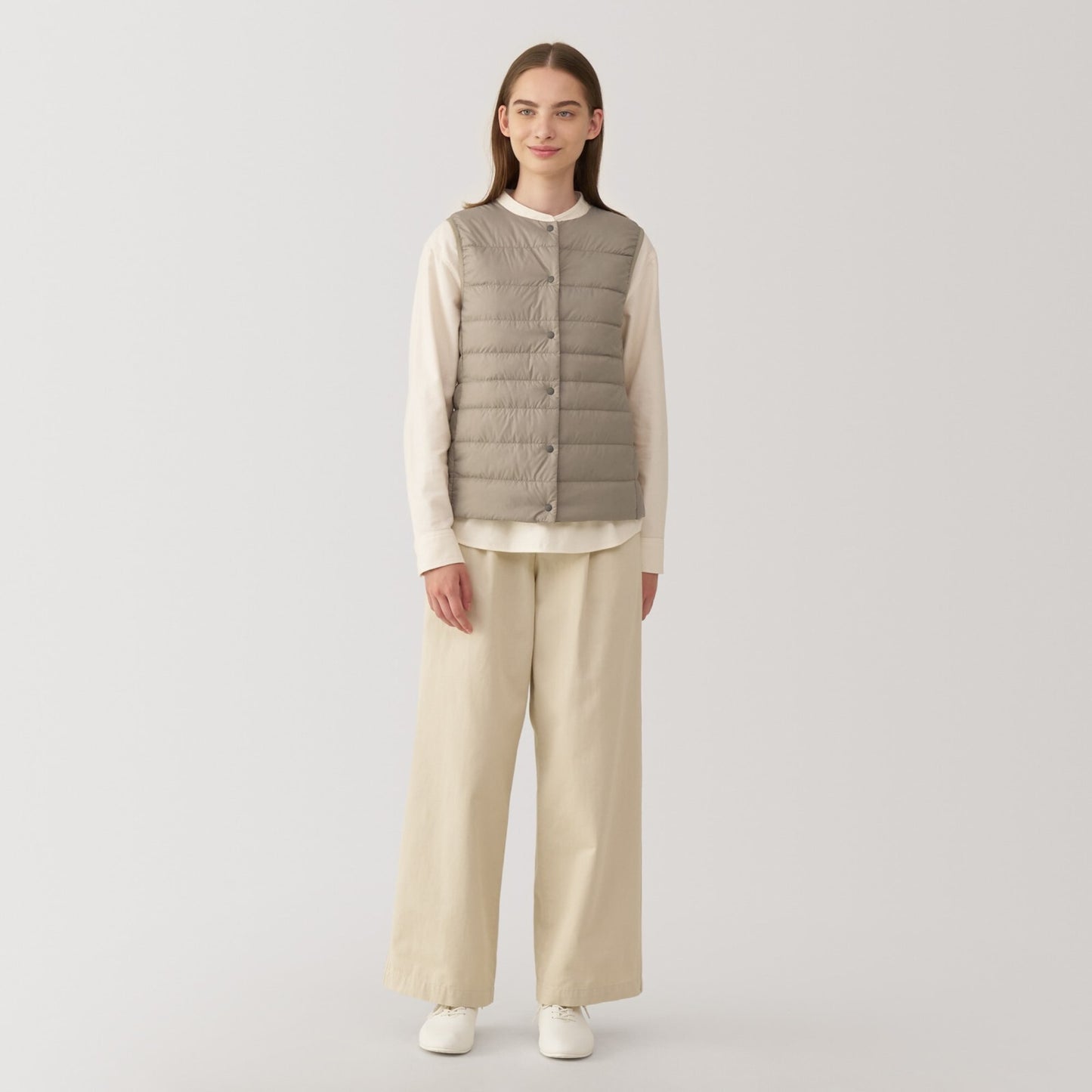 【select XS-XXL】MUJI Collorless Down Vest  Packable Lightweight Anti-Static Women
