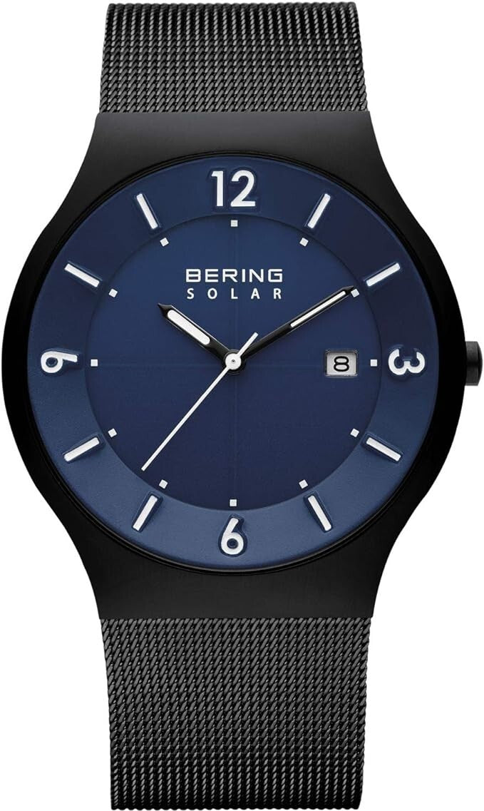 Bering Solar Watch Classic 14440-227 Mens Watch Black Blue 40 mm　japan