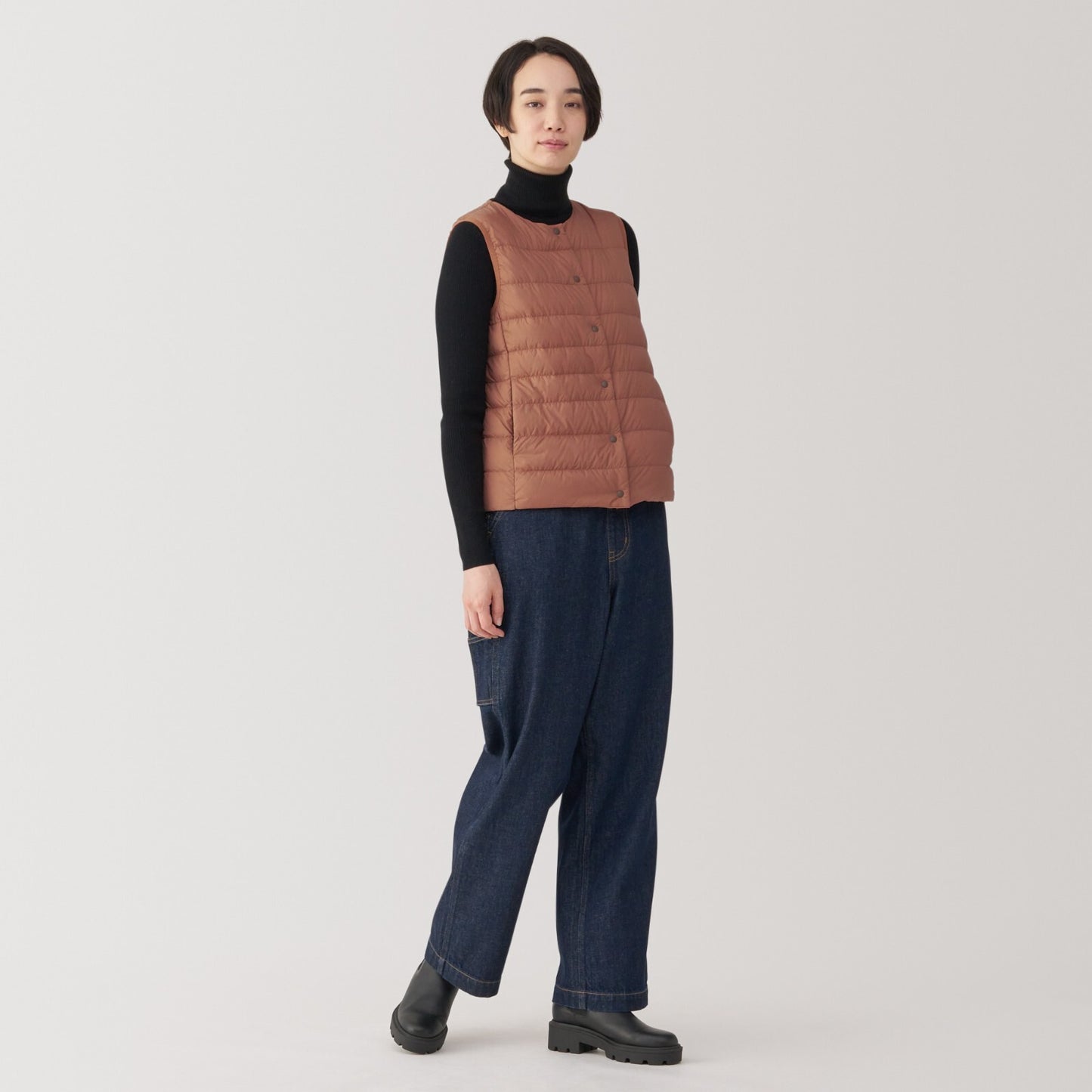 【select XS-XXL】MUJI Collorless Down Vest  Packable Lightweight Anti-Static Women