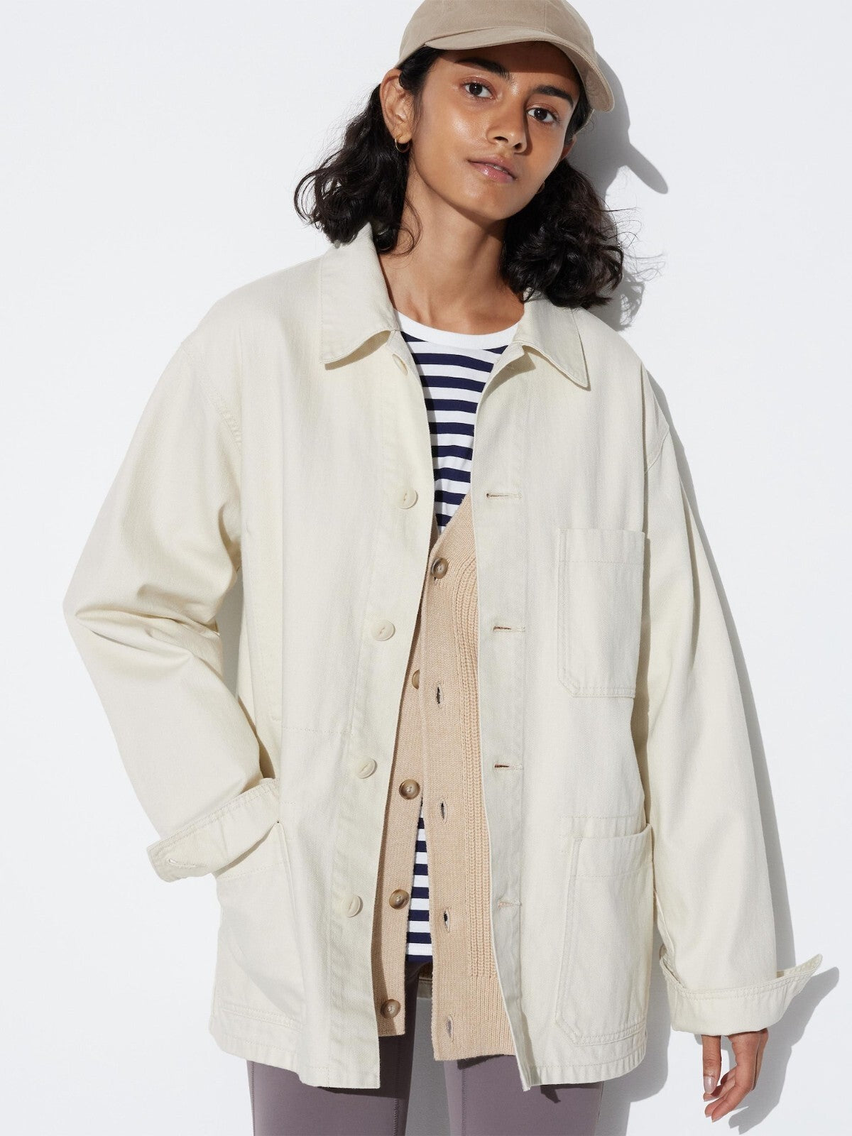Bargain Price UNIQLO Utility Jacket  OFF WHITE Unisex New Japan Large pocket