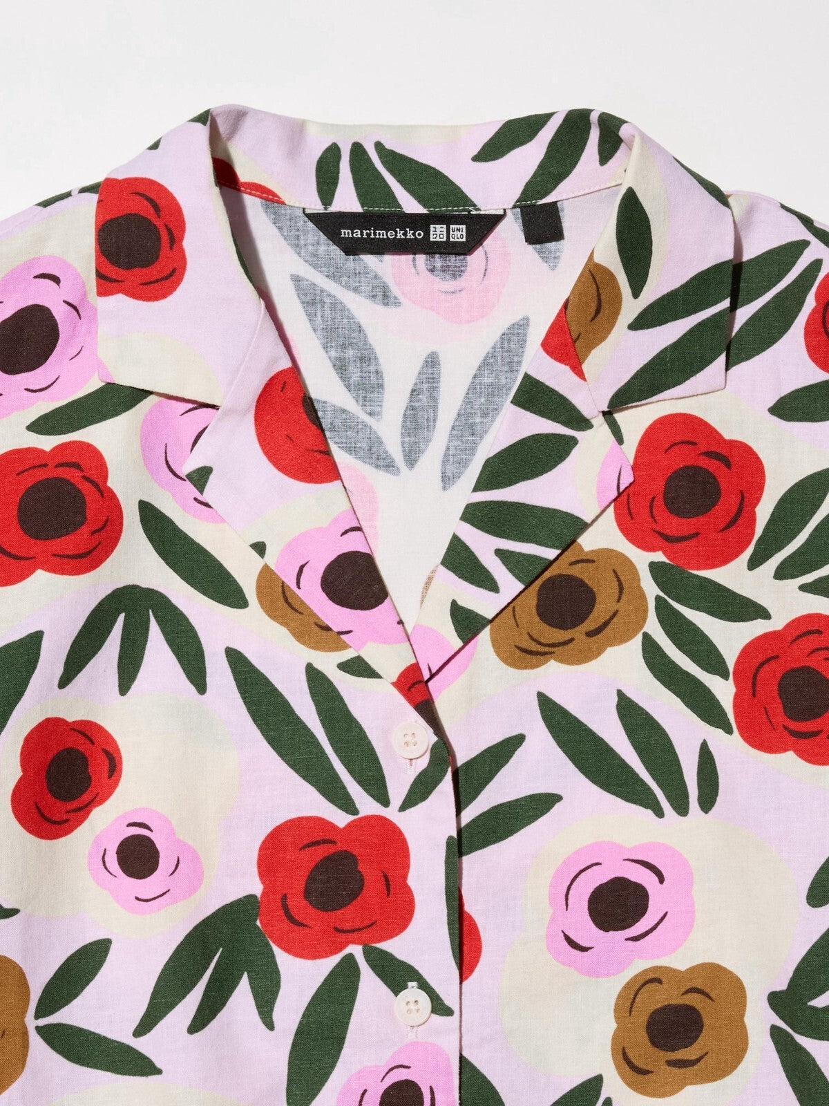 Bargain Price UNIQLO marimekko Linen-Blend Open Collar Shirt JAPAN