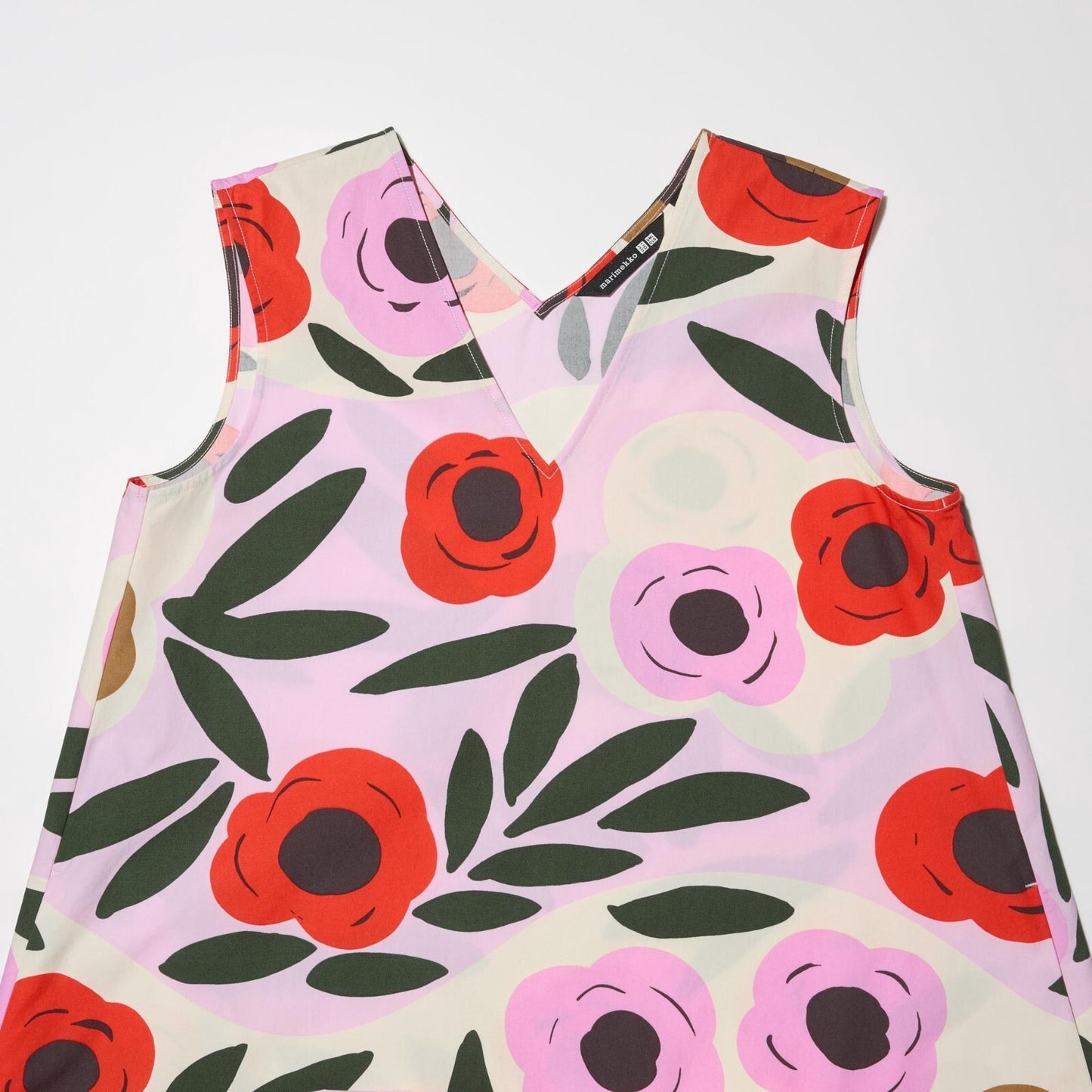Bargain Price UNIQLO x Marimekko V-Neck Flared Dress cotton pockets  Japan