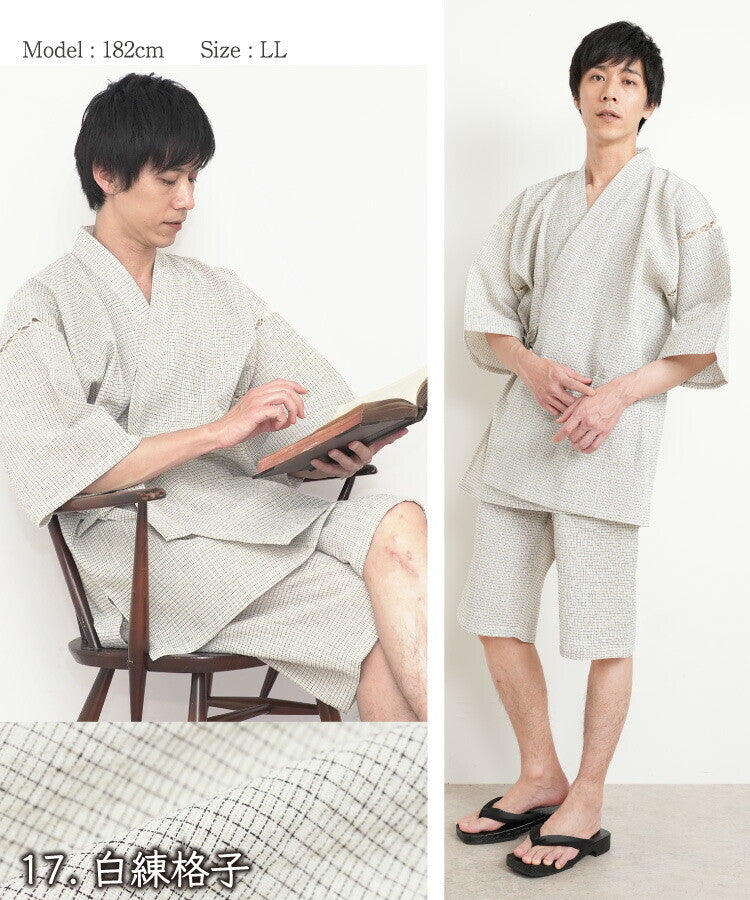 11Colors Jinbei Men's 100% Cotton Room wear Nishiki Original M-3L Yukata acs