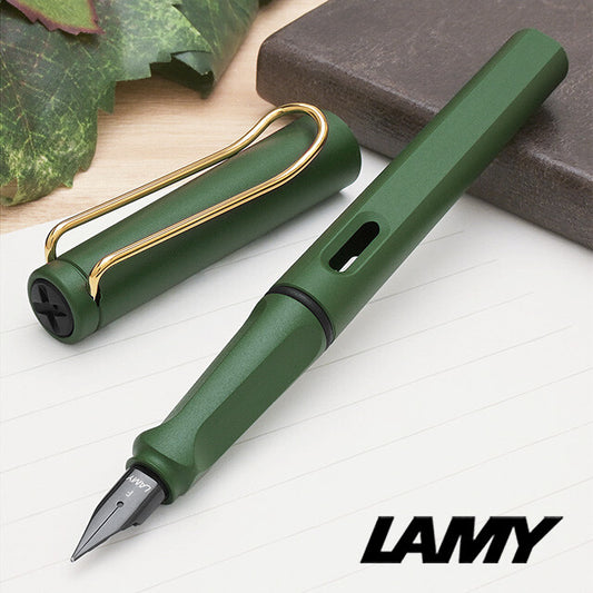 bargain price LAMY safari field green gold clip fountain pen　EF,F,Msp