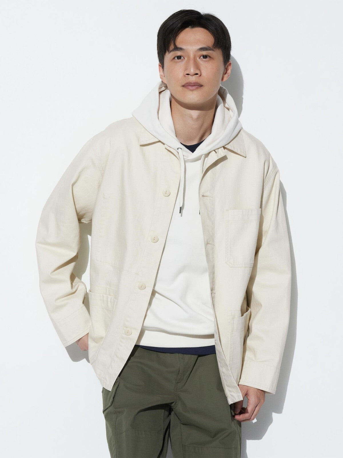 Bargain Price UNIQLO Utility Jacket  OFF WHITE Unisex New Japan Large pocket