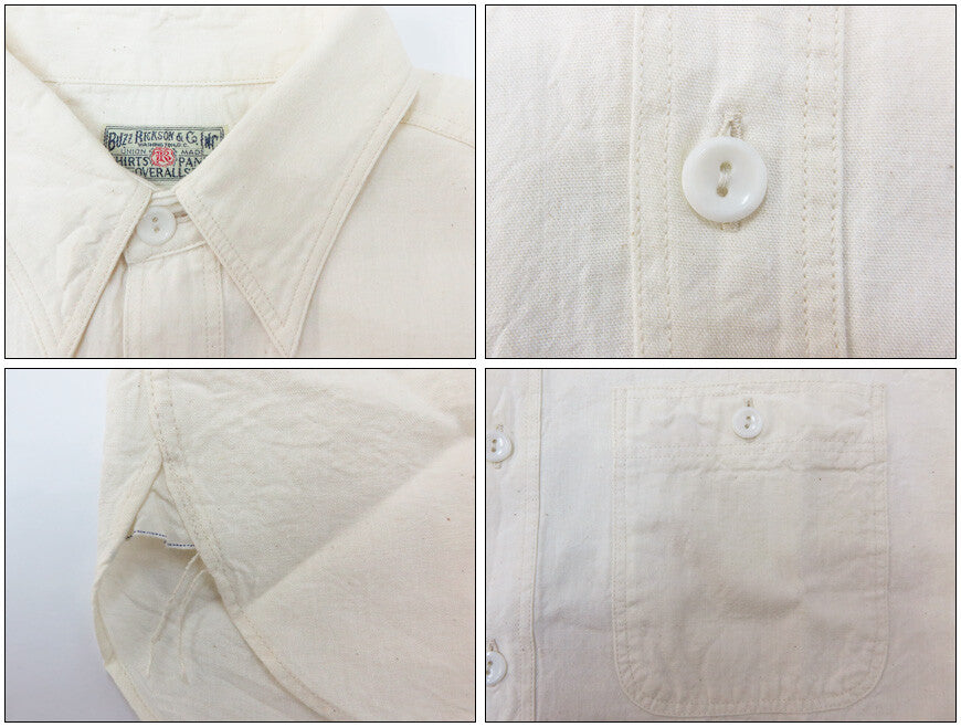 Blue/ White BUZZ RICKSON'S BR35856 chambray work shirts short sleeve made in JP