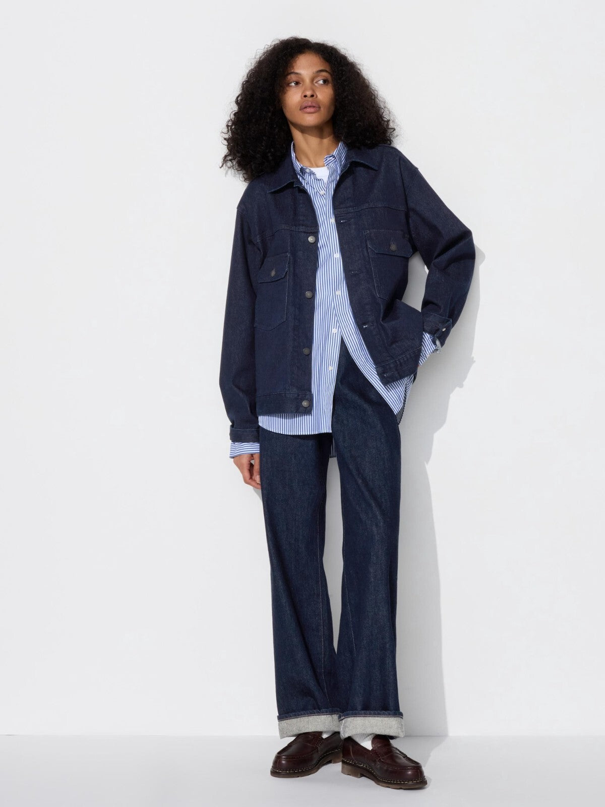 UNIQLO denim jacket 2024 new release stretch Unisex New Japan Large pocket
