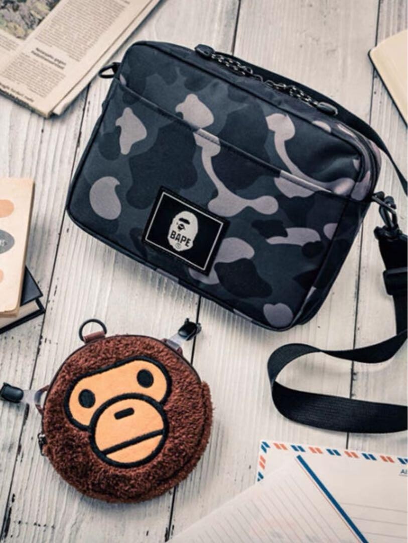 BAPE KIDS A Bathing Ape Camo Black Shoulder Bag MILO Pouch 2022 AW Mag Free Gift