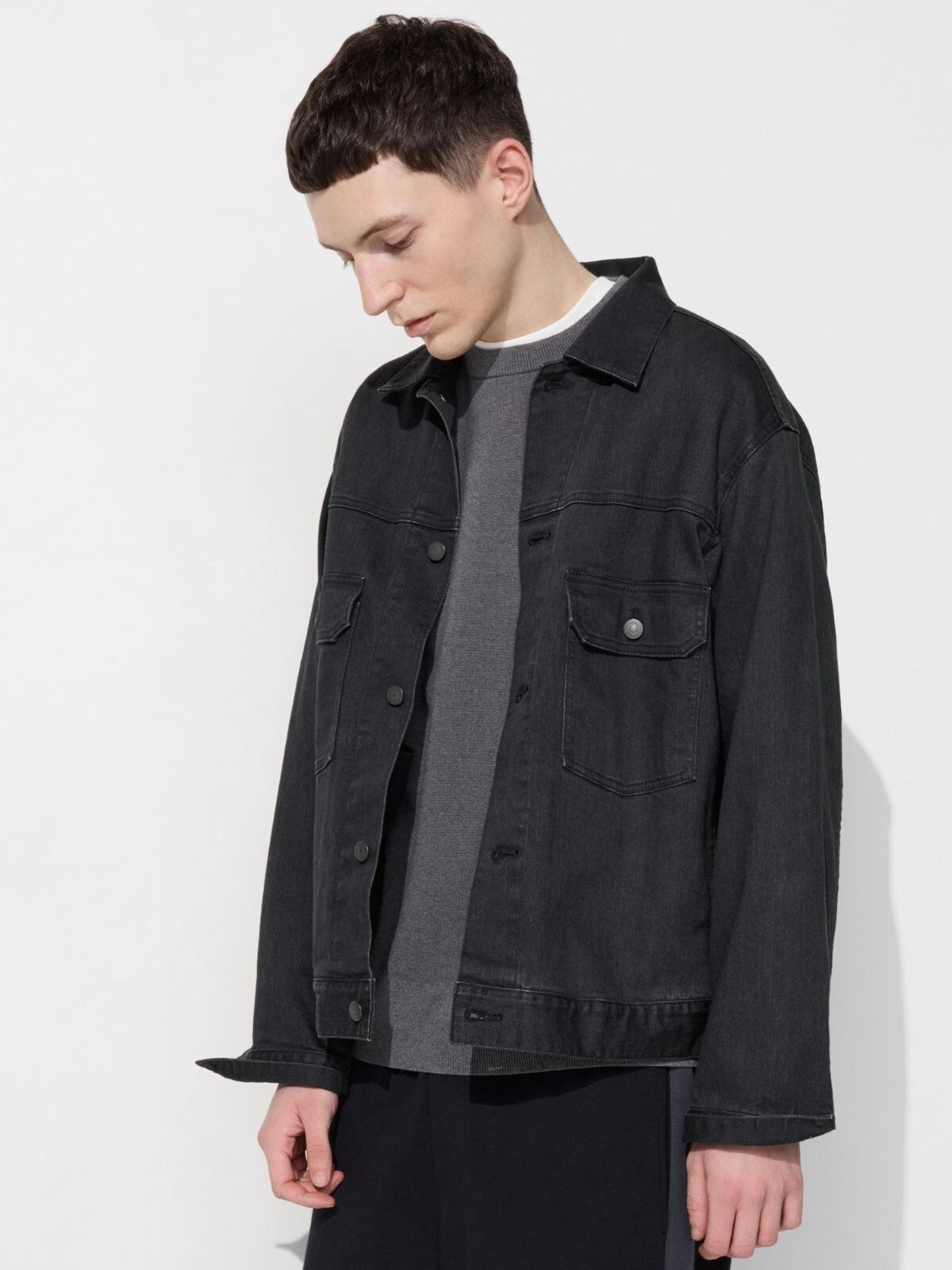 UNIQLO denim jacket 2024 new release stretch Unisex New Japan Large pocket