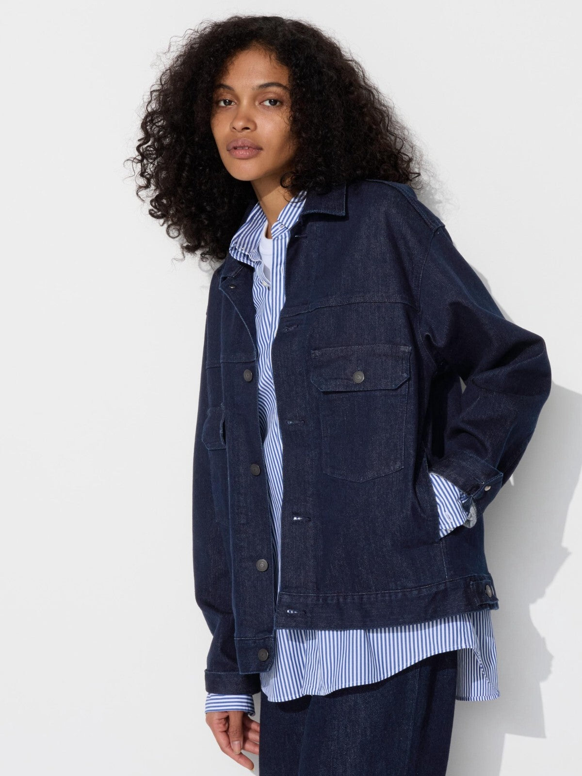 UNIQLO denim jacket 2024 new release stretch Unisex New Japan Large pocket