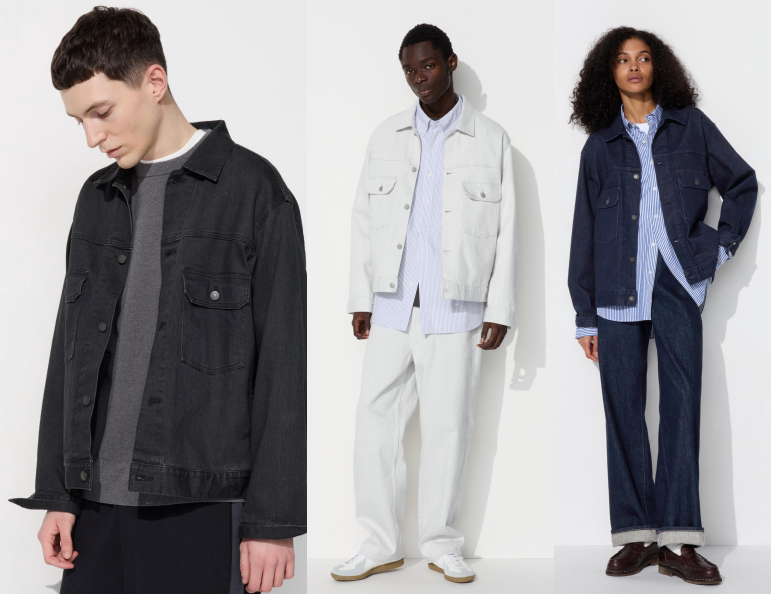 UNIQLO denim jacket 2024 new release stretch Unisex New Japan Large pocket