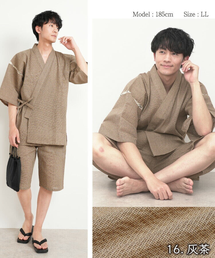 11Colors Jinbei Men's 100% Cotton Room wear Nishiki Original M-3L Yukata acs