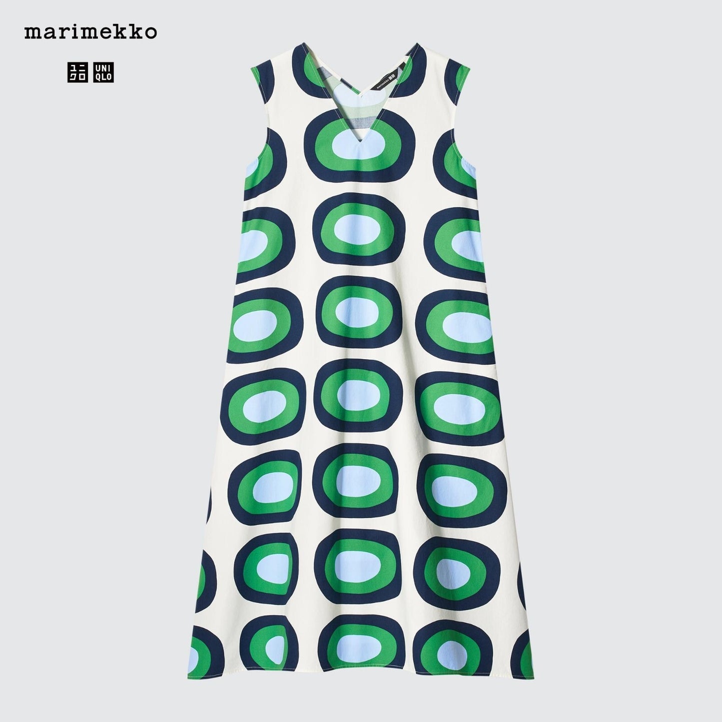Bargain Price UNIQLO x Marimekko V-Neck Flared Dress cotton pockets  Japan