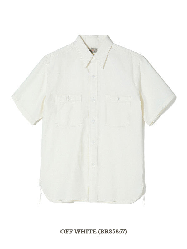 Blue/ White BUZZ RICKSON'S BR35856 chambray work shirts short sleeve made in JP